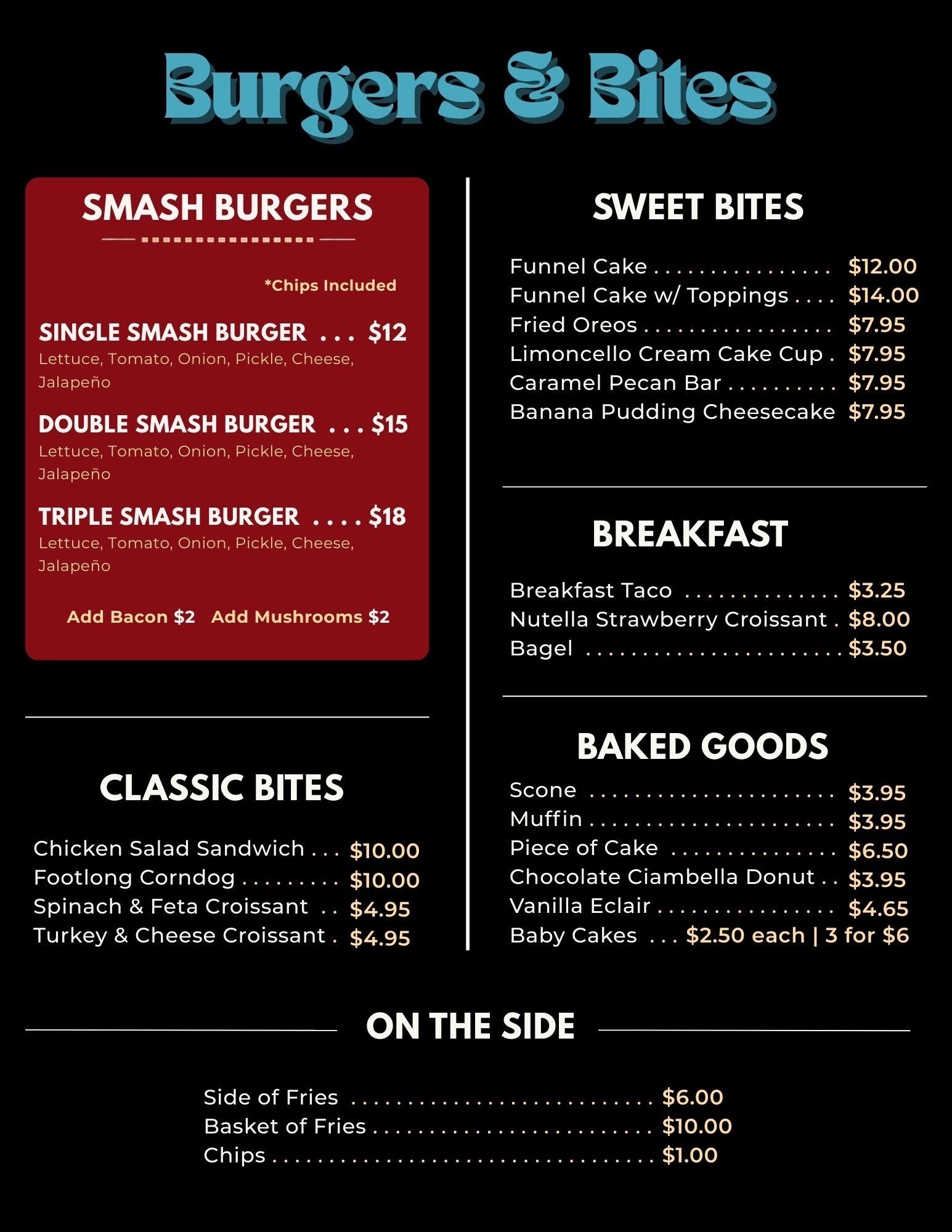 Blue Giraffe Cafe menu page one