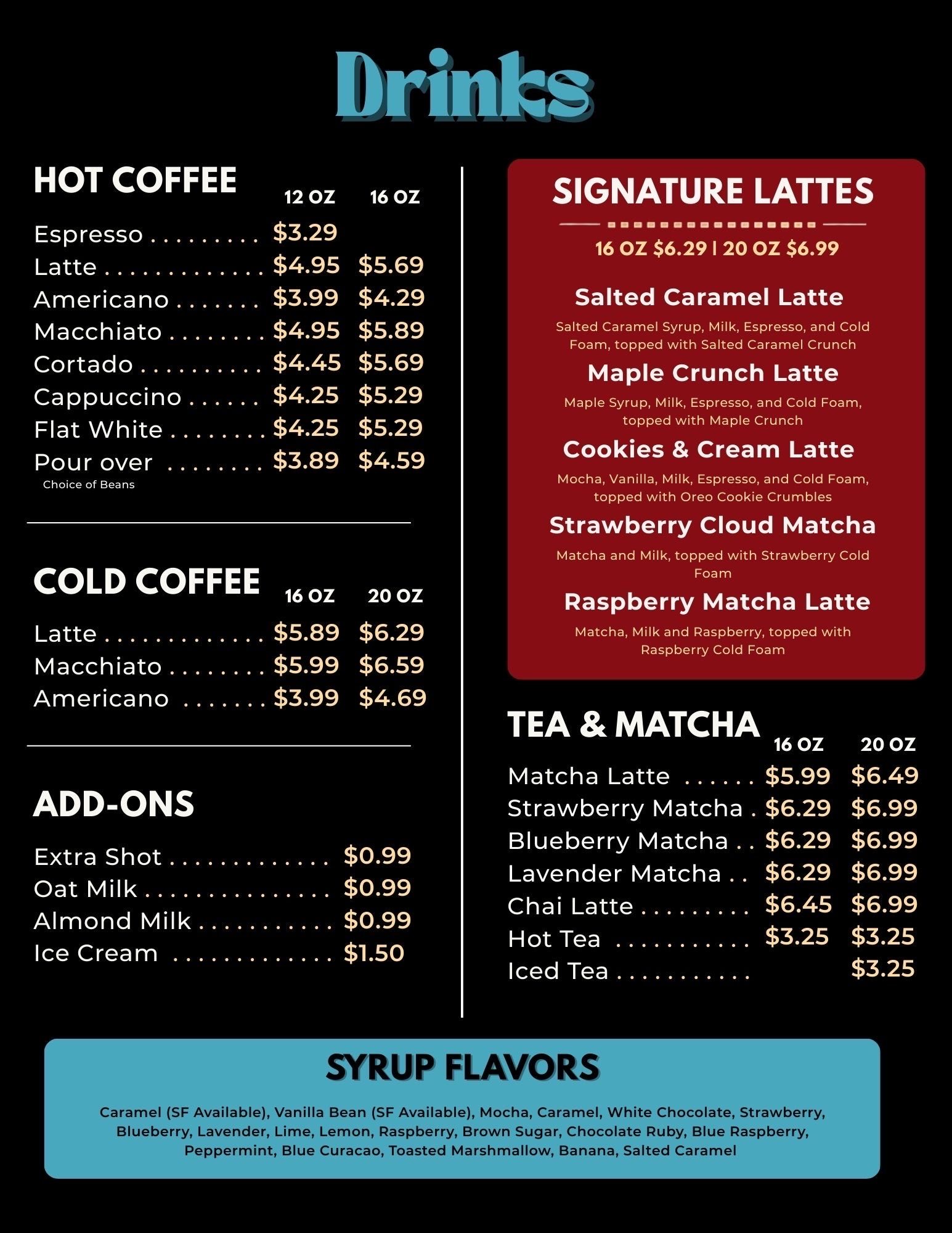 Blue Giraffe Cafe menu page four